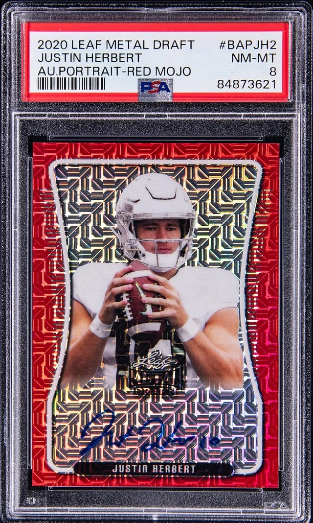 2020 Leaf Metal Justin Herbert Draft Autograph Portrait Red Mojo #BAPJH2 card image