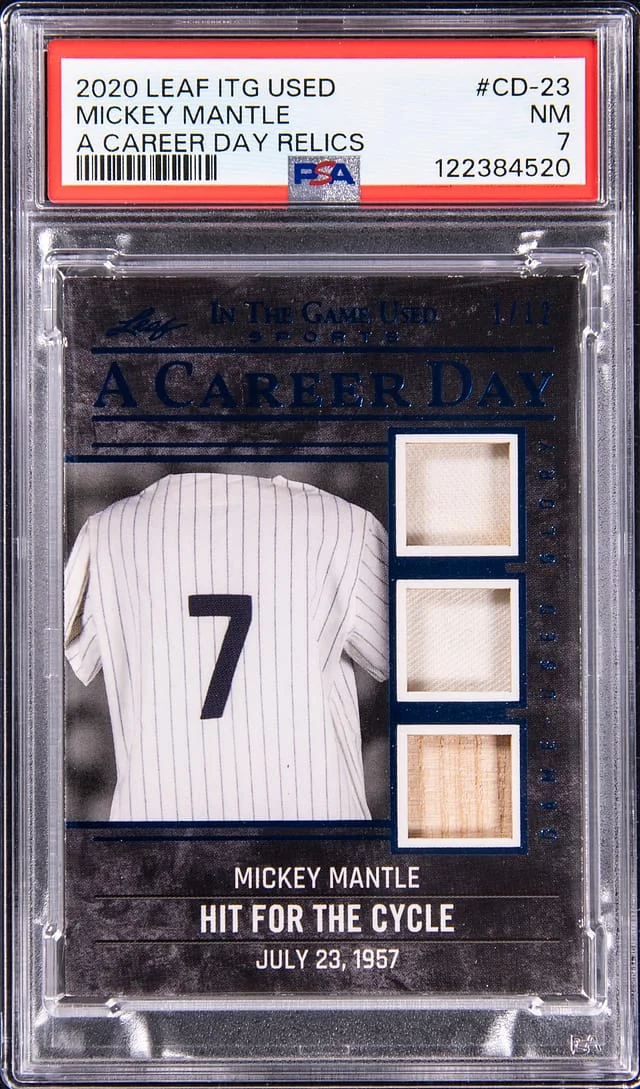 2020 Leaf Mickey Mantle Game-Used In The Game Used A Career Day Relics #CD-23 card image