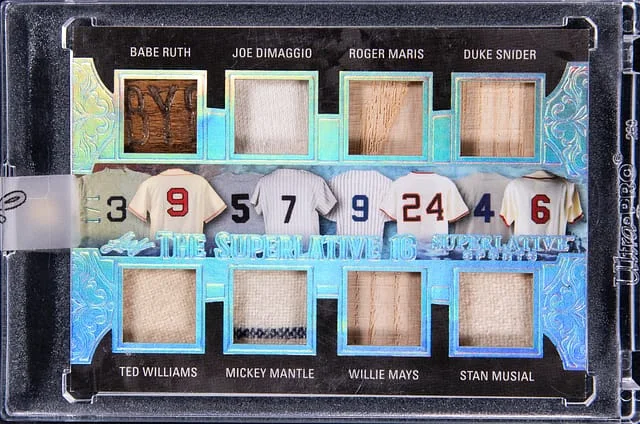 2020 Leaf Ruth/DiMaggio/Maris/Williams/Mantle/Mays/Musial/Berra/Waner/Fox/Yastrzemski/Robinson/Mize/McCovey/Clemente Superlative Sports The Superlative #16 card image