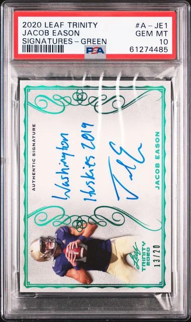 2020 Leaf Trinity Jacob Eason Signatures #A-JE1 card image