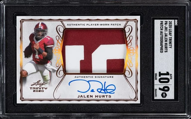 2020 Leaf Trinity Jalen Hurts Patch Autographs #PA-JH1 card image