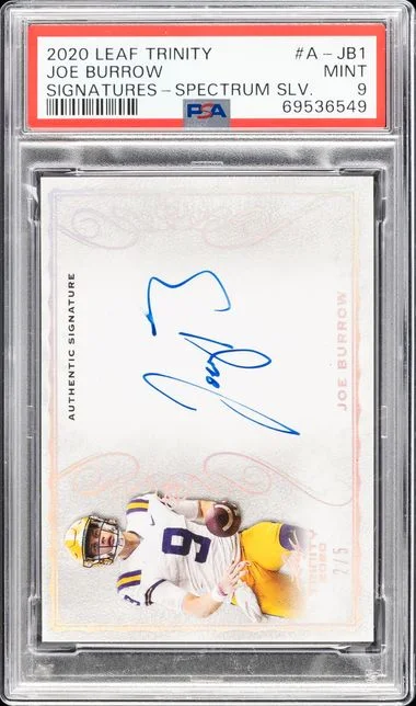 2020 Leaf Trinity Joe Burrow Signatures Spectrum Silver #A-JB1 card image