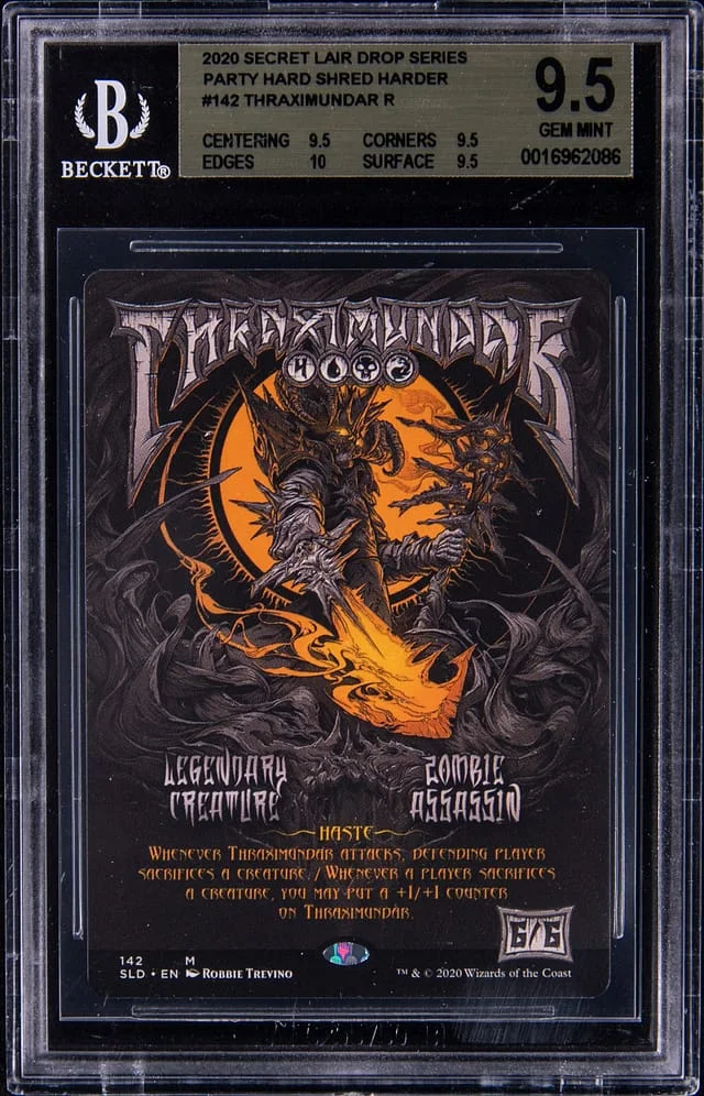 2020 Magic The Gathering Secret Lair Drop Series Party Hard Shred Harder Thraximundar R #142 card image