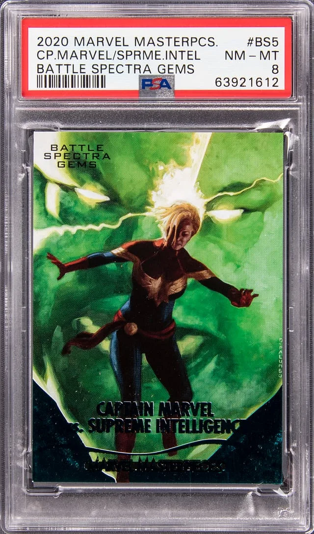 2020 Marvel Masterpieces Battle Spectra Gems Captain Marvel vs. Supreme Intelligence #BS5 card image