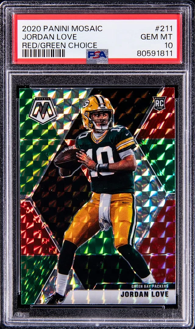 2020 Mosaic Jordan Love Red Green #211 card image