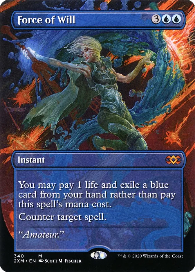2020 Double Masters Force of Will [Extended Art] mythic #340 mythic card image