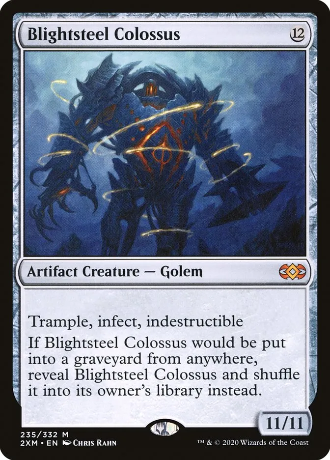 2020 Double Masters Blightsteel Colossus #235 mythic card image