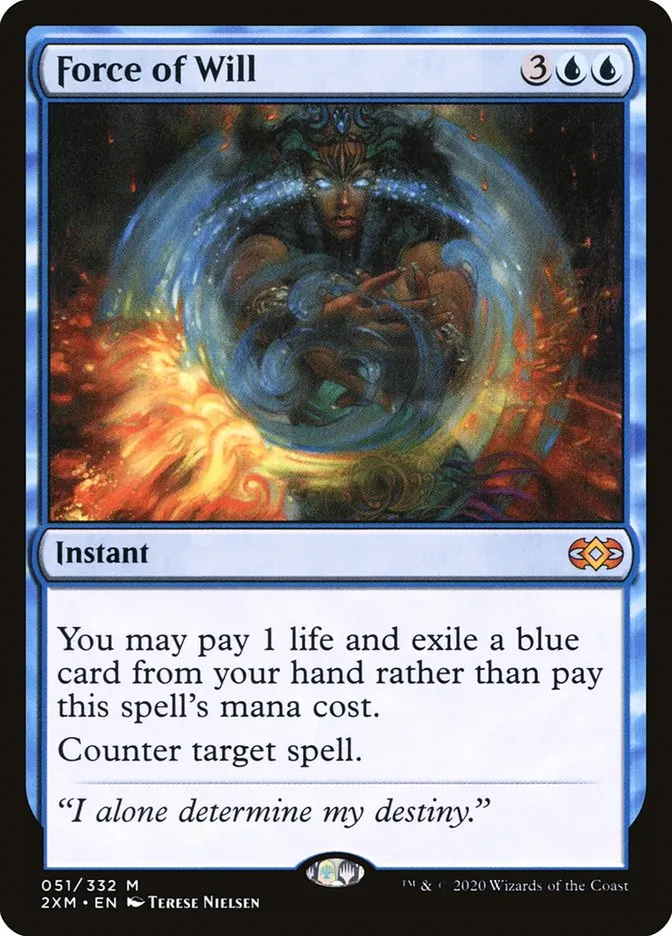 2020 Double Masters Force of Will #51 mythic card image