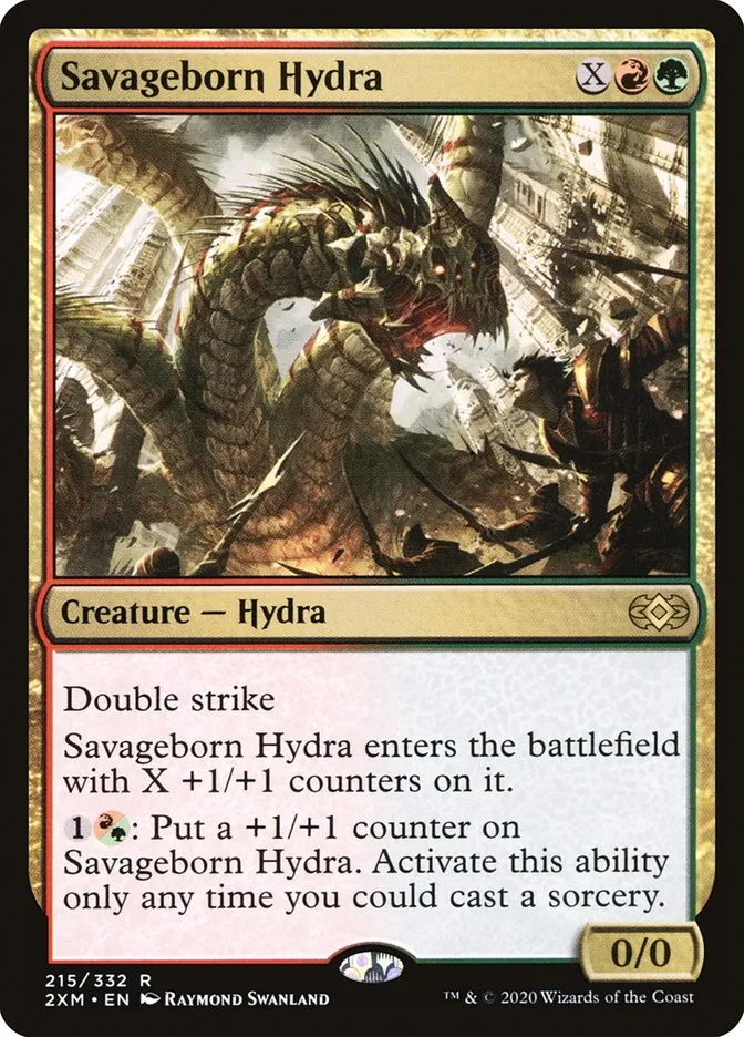 2020 Double Masters Savageborn Hydra #215 rare card image