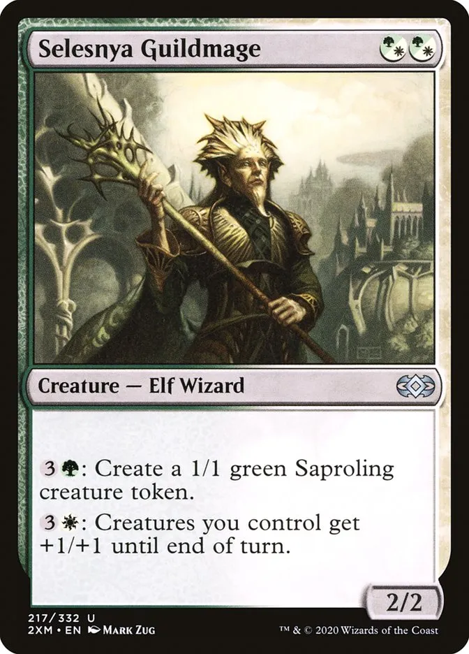 2020 Double Masters Selesnya Guildmage #217 uncommon card image
