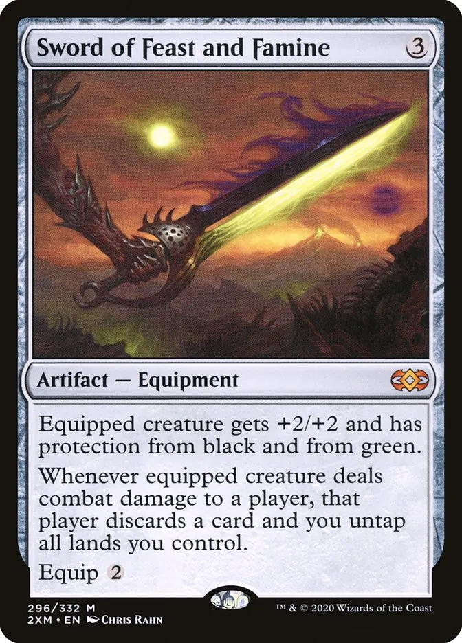 2020 Double Masters Sword of Feast and Famine #296 mythic card image