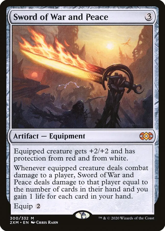 2020 Double Masters Sword of War and Peace #300 mythic card image