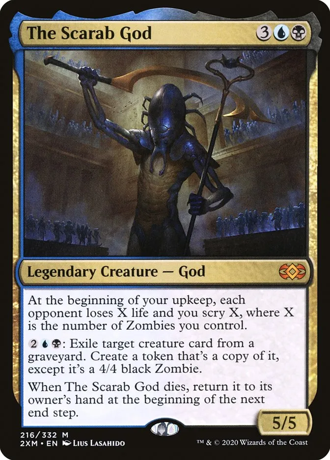 2020 Double Masters The Scarab God #216 mythic card image