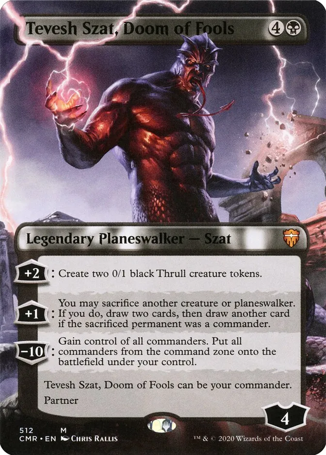 2020 Commander Legends Tevesh Szat, Doom of Fools [Extended Art] mythic #512 mythic card image