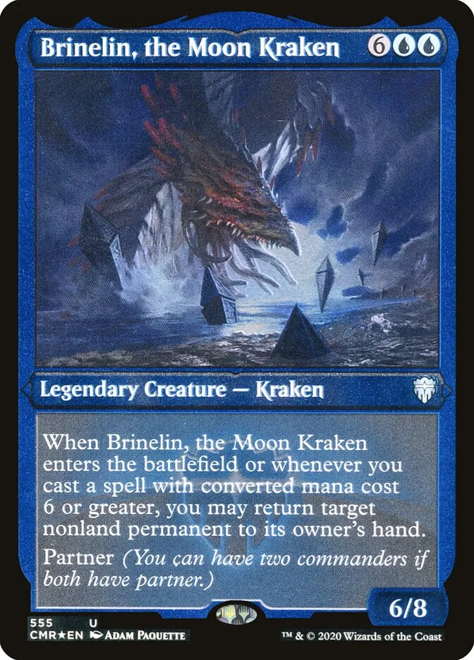 2020 Commander Legends Brinelin, the Moon Kraken [Foil Etched] uncommon #555 uncommon card image