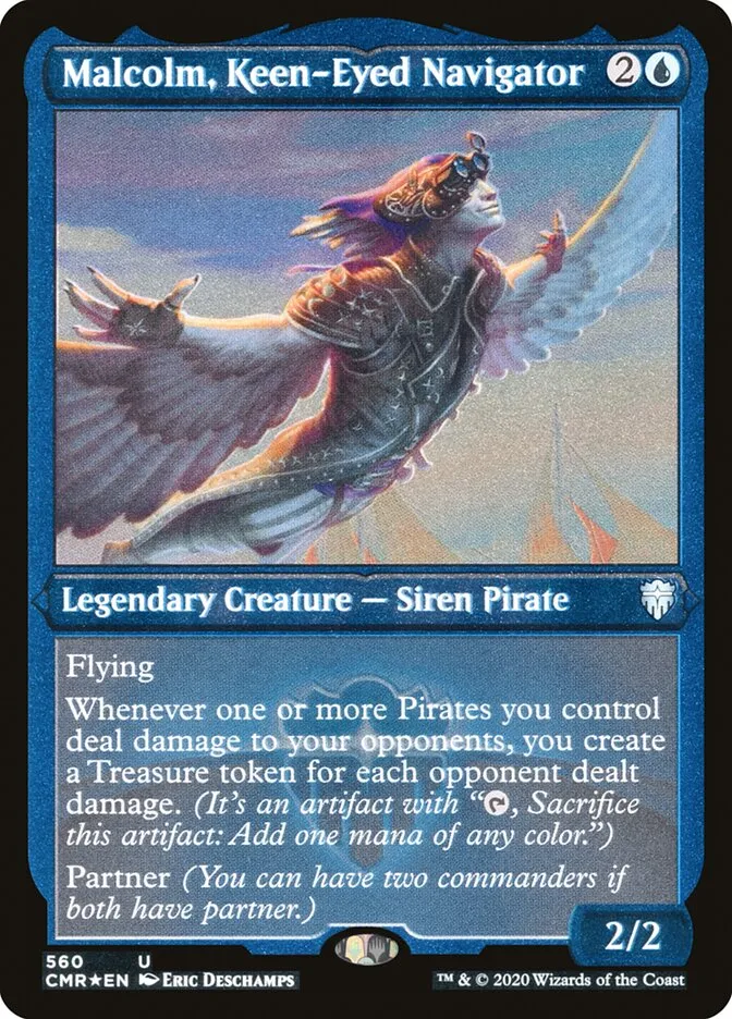 2020 Commander Legends Malcolm, Keen-Eyed Navigator [Foil Etched] uncommon #560 uncommon card image