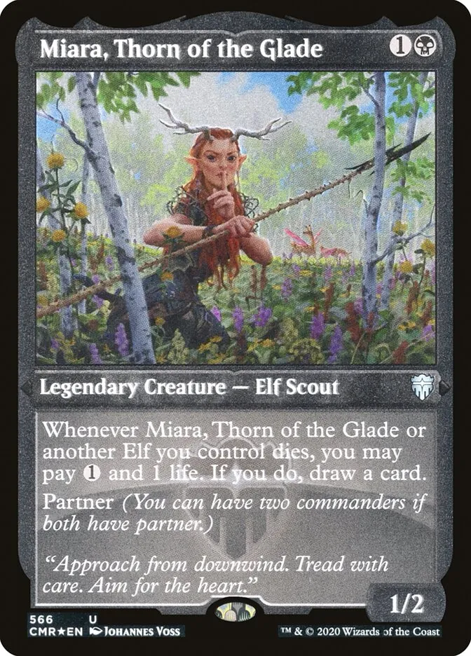 2020 Commander Legends Miara, Thorn of the Glade [Foil Etched] uncommon #566 uncommon card image