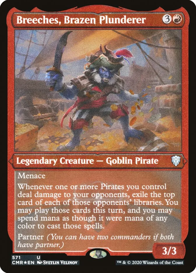 2020 Commander Legends Breeches, Brazen Plunderer [Foil Etched] uncommon #571 uncommon card image