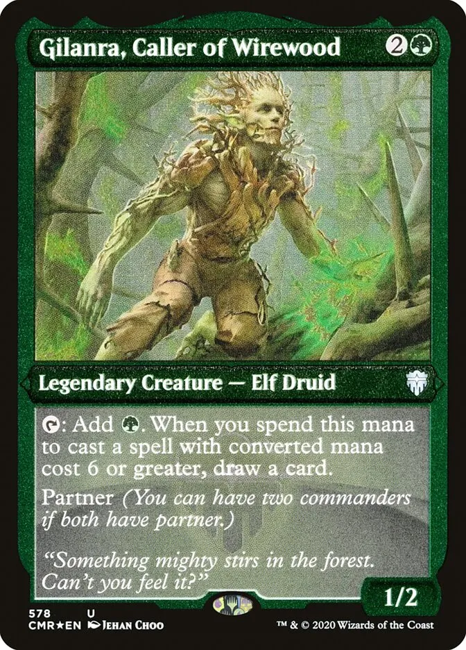 2020 Commander Legends Gilanra, Caller of Wirewood [Foil Etched] uncommon #578 uncommon card image