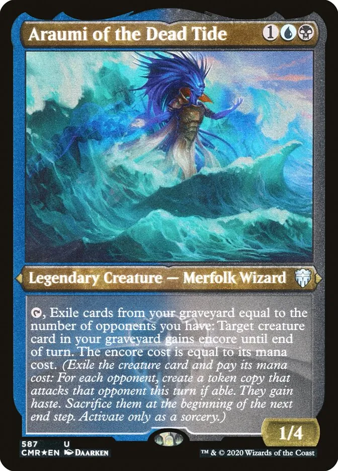 2020 Commander Legends Araumi of the Dead Tide [Foil Etched] uncommon #587 uncommon card image
