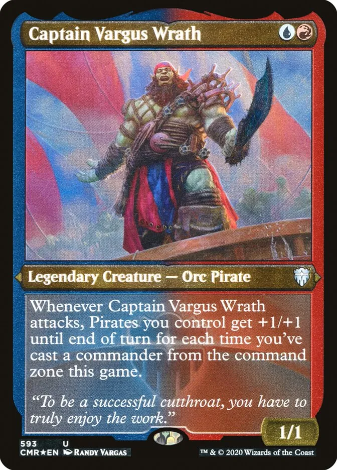 2020 Commander Legends Captain Vargus Wrath [Foil Etched] uncommon #593 uncommon card image