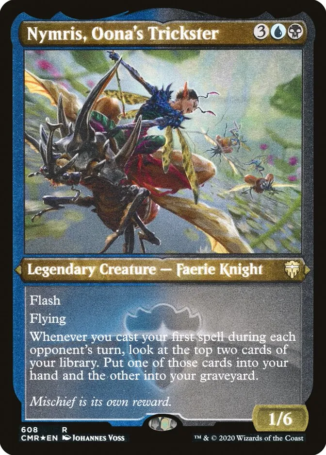 2020 Commander Legends Nymris, Oona's Trickster #608 rare card image