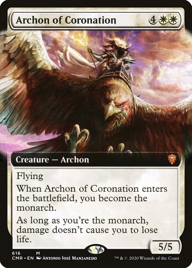2020 Commander Legends Archon of Coronation [Extended Art] mythic #616 mythic card image