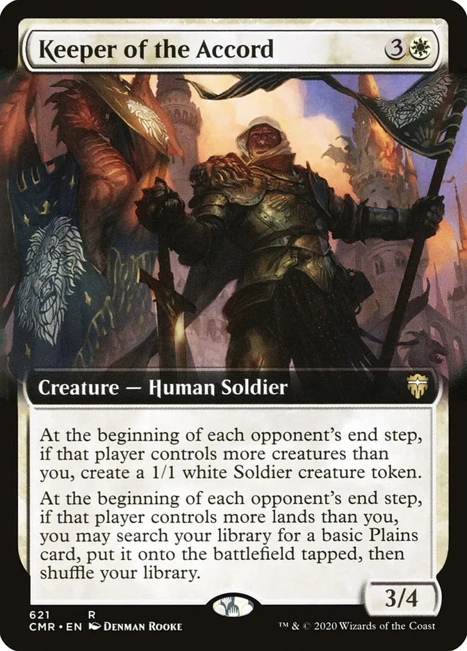 2020 Commander Legends Keeper of the Accord [Extended Art] rare #621 rare card image