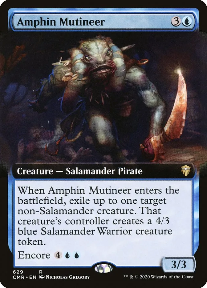 2020 Commander Legends Amphin Mutineer [Extended Art] rare #629 rare card image
