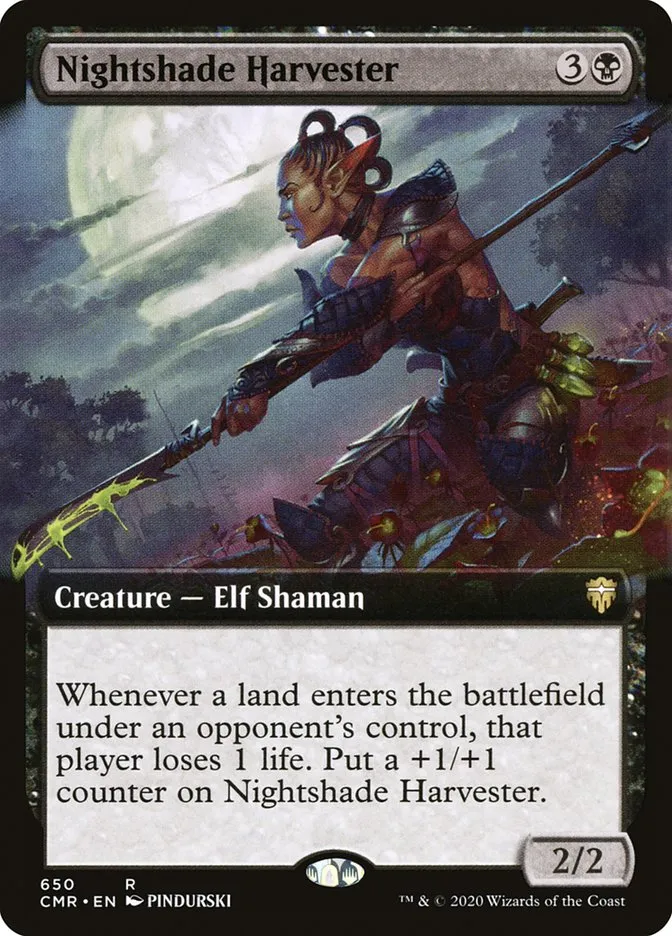 2020 Commander Legends Nightshade Harvester [Extended Art] rare #650 rare card image