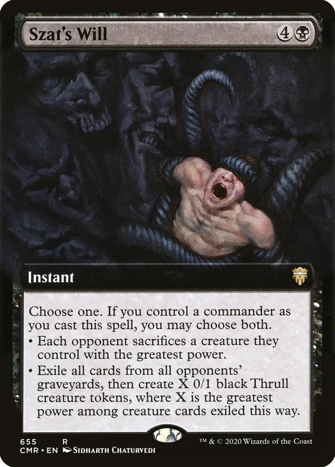 2020 Commander Legends Szat's Will [Extended Art] rare #655 rare card image