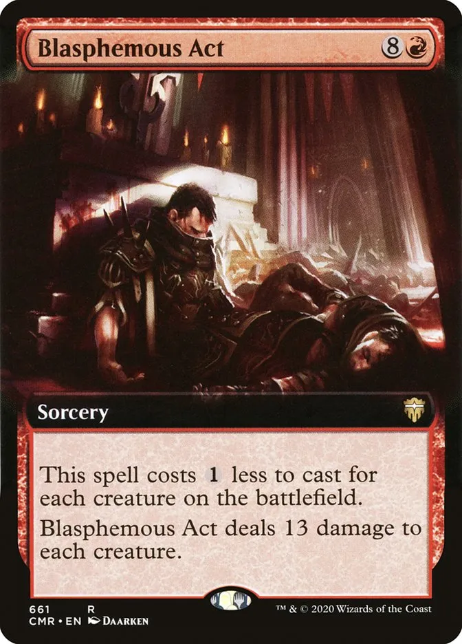 2020 Commander Legends Blasphemous Act [Extended Art] rare #661 rare card image