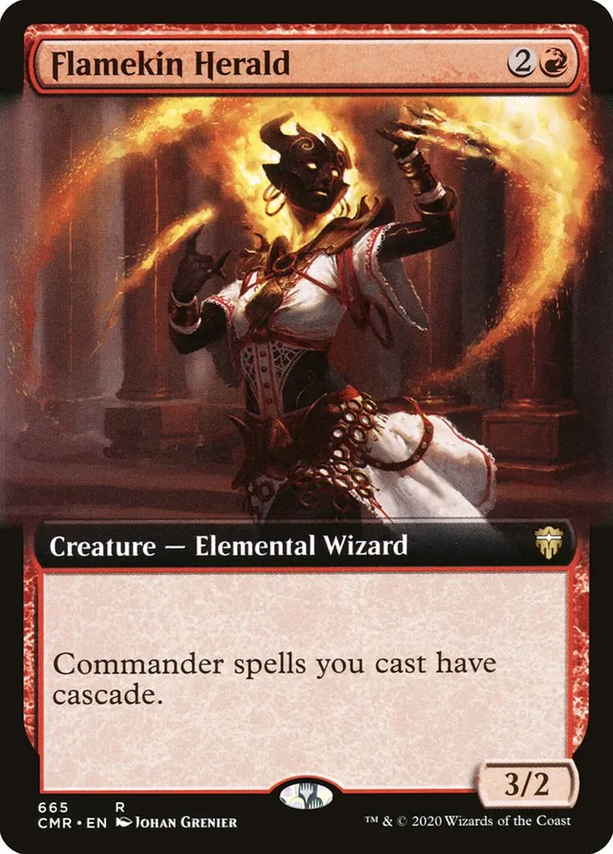 2020 Commander Legends Flamekin Herald [Extended Art] rare #665 rare card image