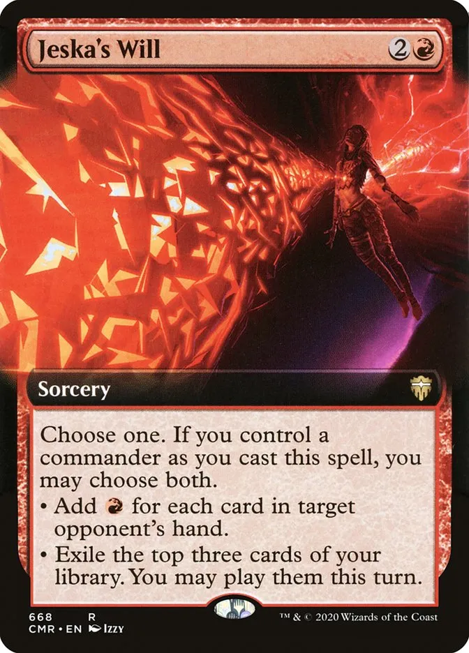 2020 Commander Legends Jeska's Will [Extended Art] rare #668 rare card image