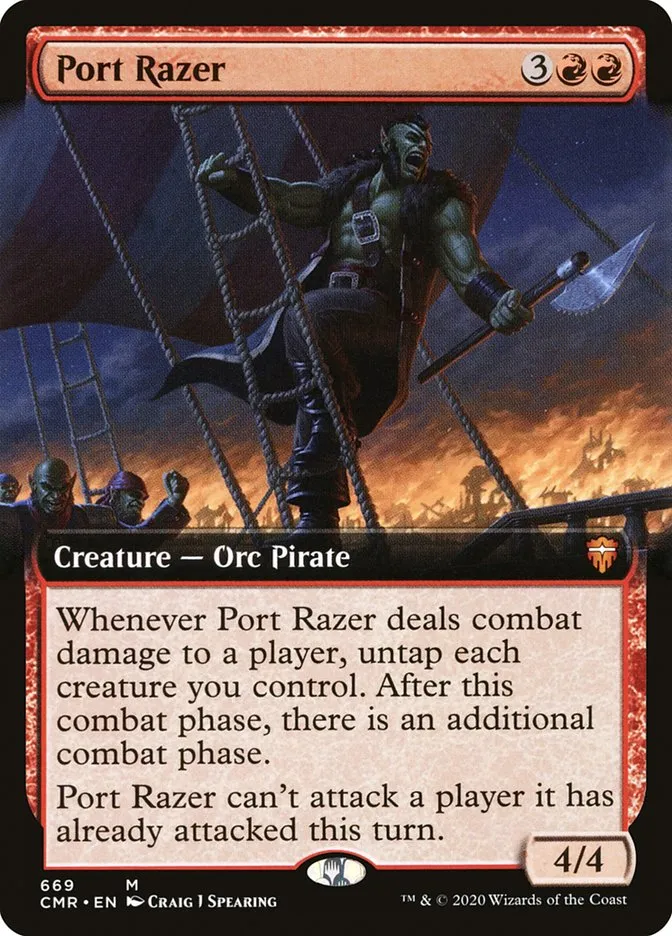 2020 Commander Legends Port Razer [Extended Art] mythic #669 mythic card image