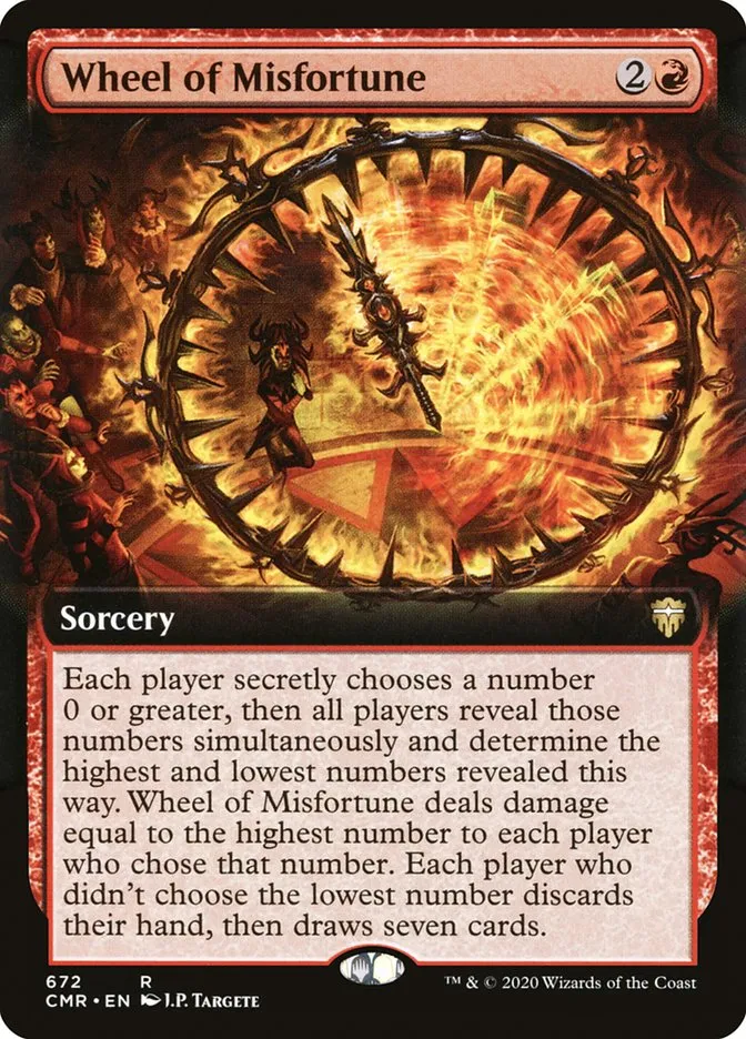 2020 Commander Legends Wheel of Misfortune [Extended Art] rare #672 rare card image