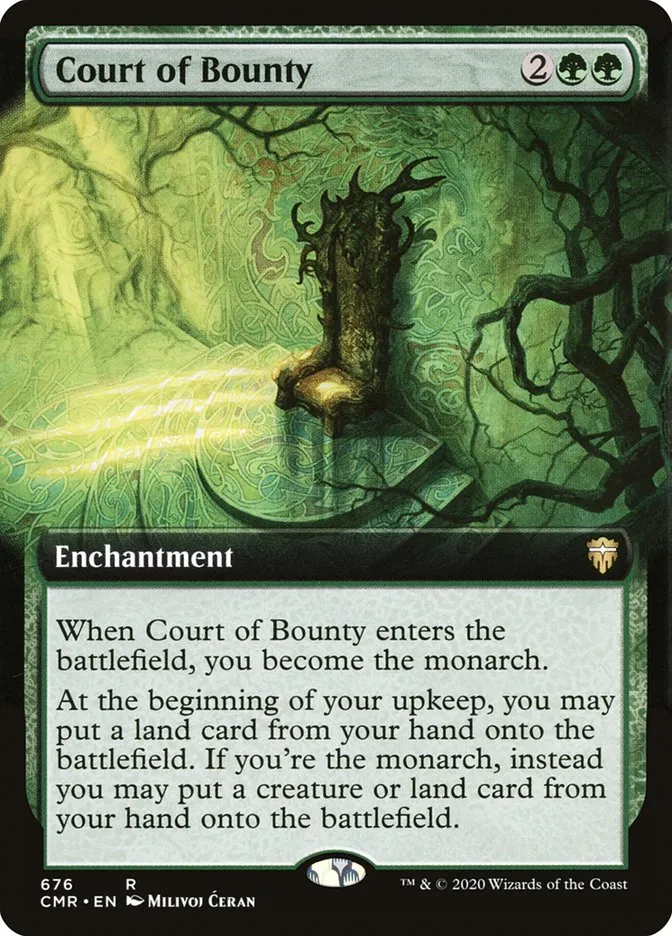 2020 Commander Legends Court of Bounty [Extended Art] rare #676 rare card image
