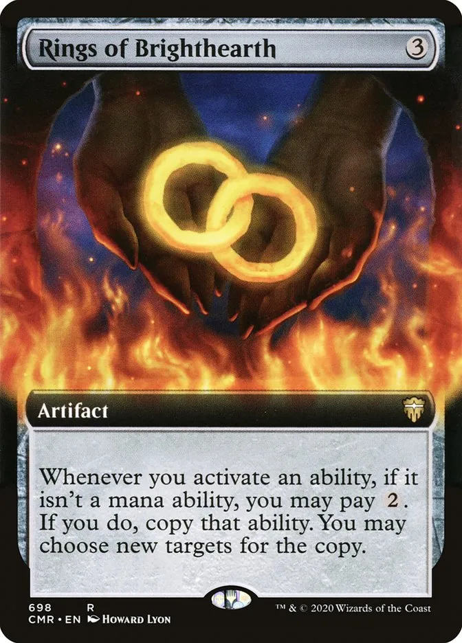2020 Commander Legends Rings of Brighthearth rare #698 rare card image