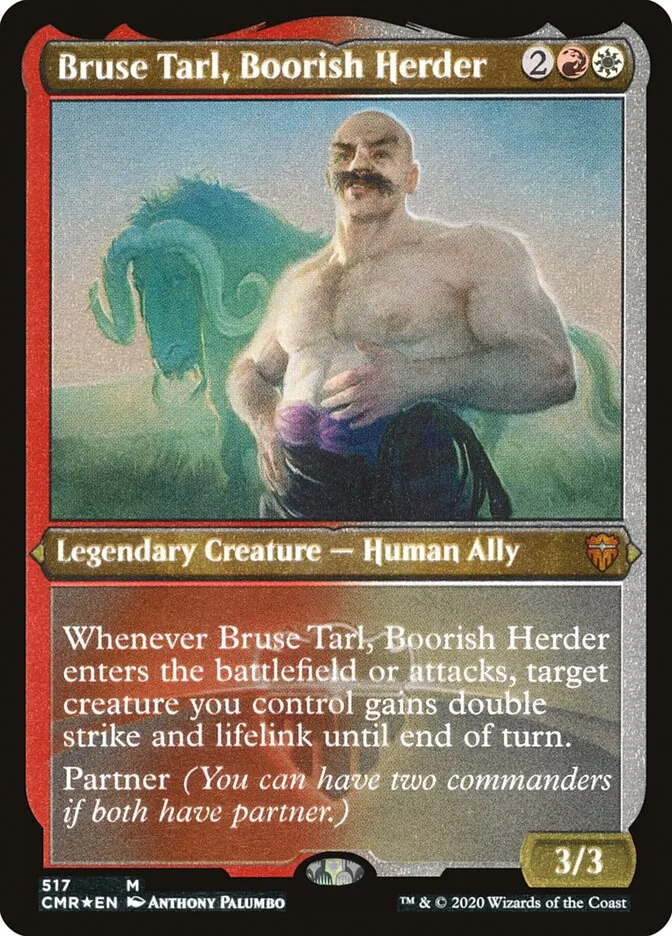2020 Commander Legends Bruse Tarl, Boorish Herder [Foil Etched] mythic #517 mythic card image
