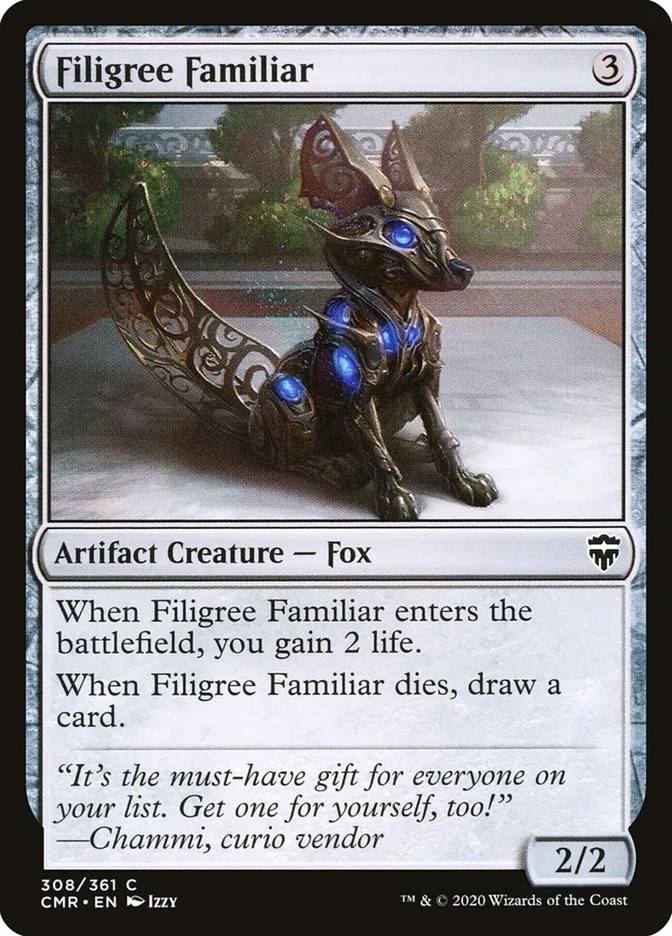 2020 Commander Legends Filigree Familiar #308 common card image