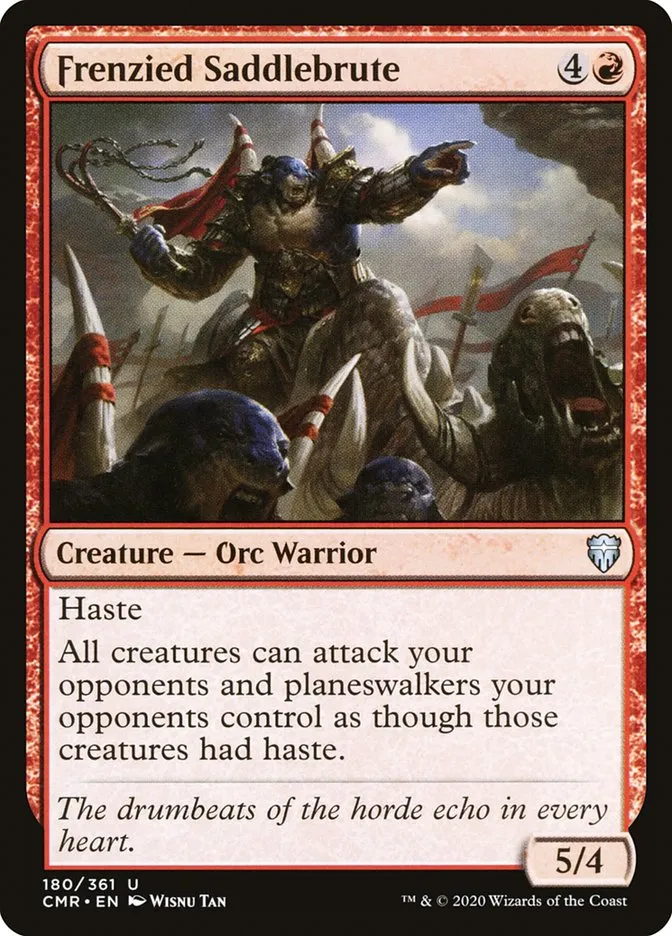 2020 Commander Legends Frenzied Saddlebrute #180 uncommon card image