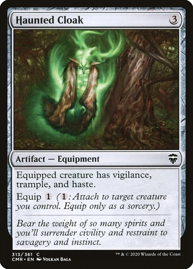 2020 Commander Legends Haunted Cloak common #313 common card image