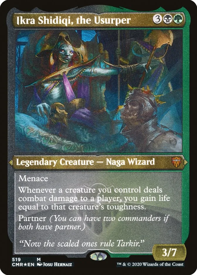 2020 Commander Legends Ikra Shidiqi, the Usurper [Foil Etched] mythic #519 mythic card image