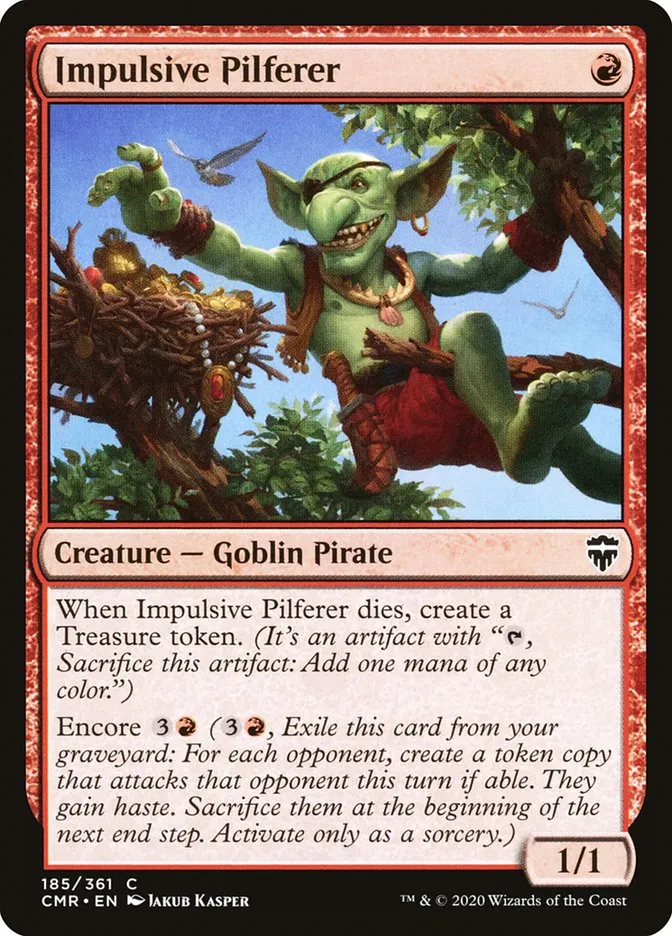 2020 Commander Legends Impulsive Pilferer common #185 common card image