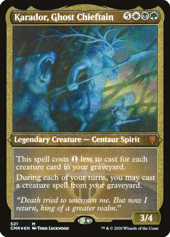2020 Commander Legends Karador, Ghost Chieftain [Foil Etched] mythic #521 mythic card image