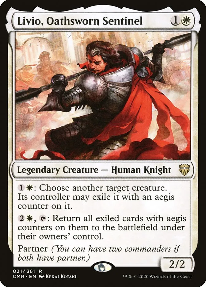 2020 Commander Legends Livio, Oathsworn Sentinel [Foil] rare #31 rare card image