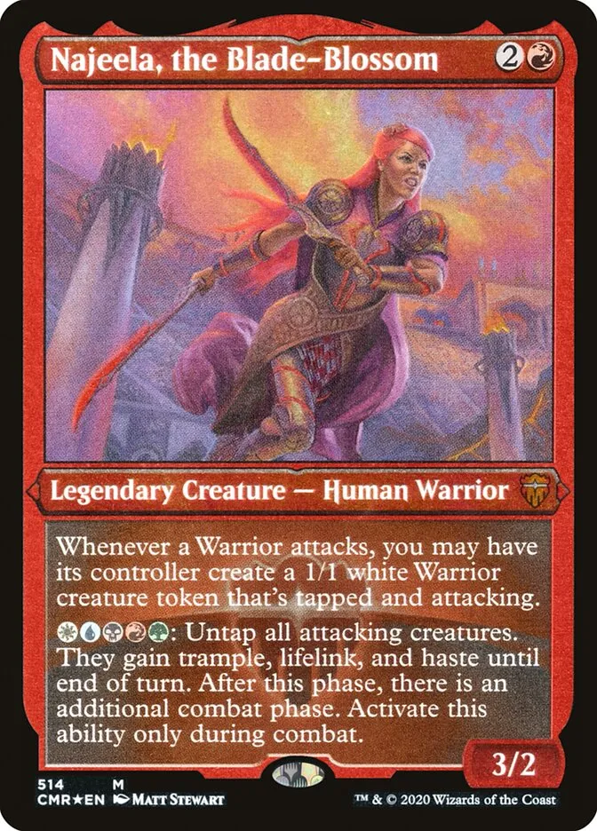 2020 Commander Legends Najeela, the Blade-Blossom [Foil Etched] mythic #514 mythic card image