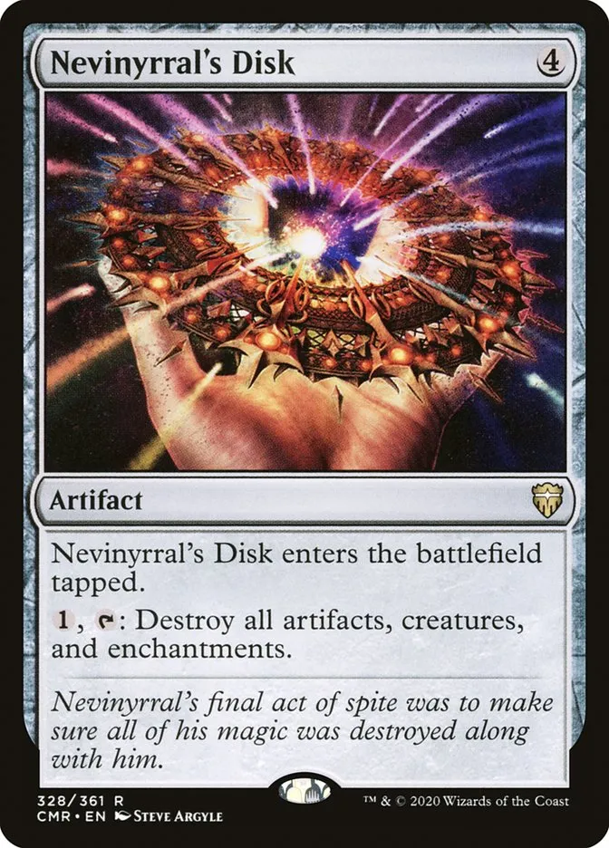 2020 Commander Legends Nevinyrral's Disk rare #328 rare card image