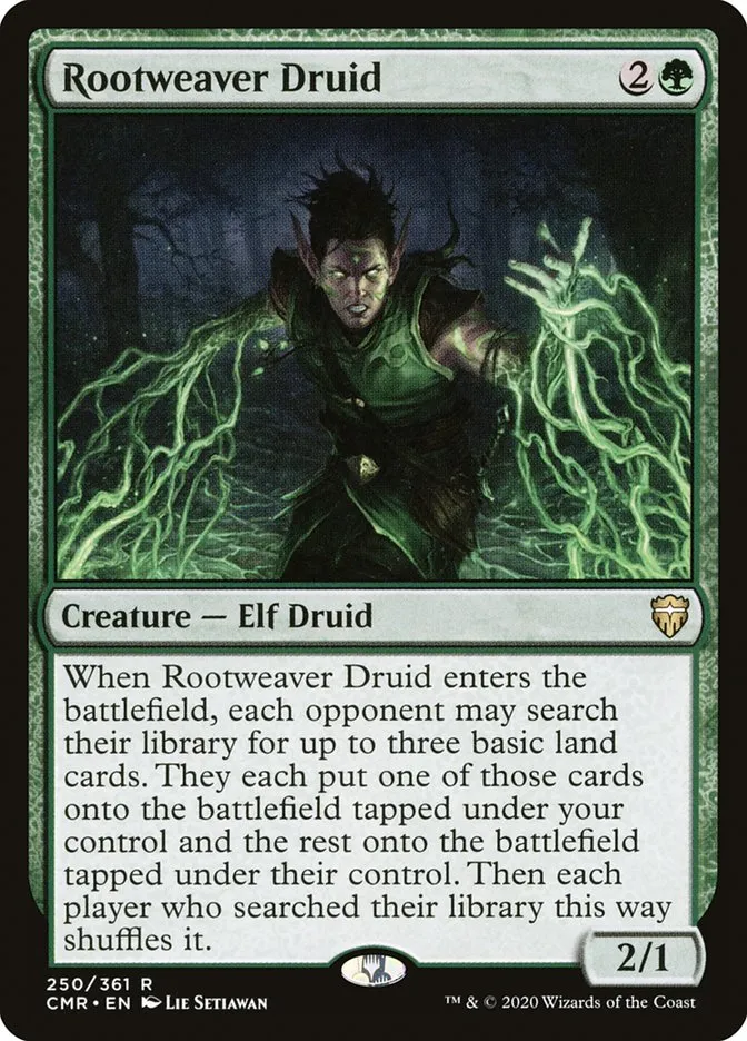 2020 Commander Legends Rootweaver Druid rare #250 rare card image