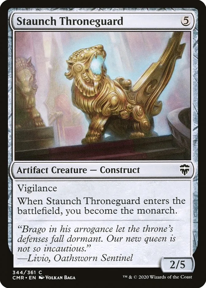 2020 Commander Legends Staunch Throneguard common #344 common card image